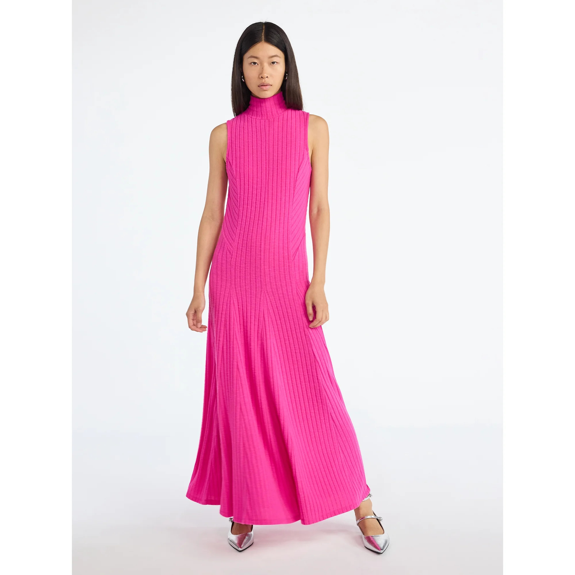 Scoop Women's and Women's Plus Rib Knit Seamed Maxi Dress, Sizes XS-4X | Walmart (US)