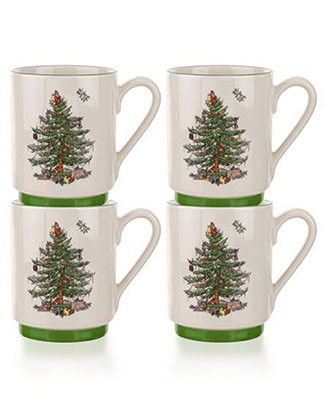 Spode Christmas Tree Stacking Mugs, Set of 4 - Macy's | Macy's