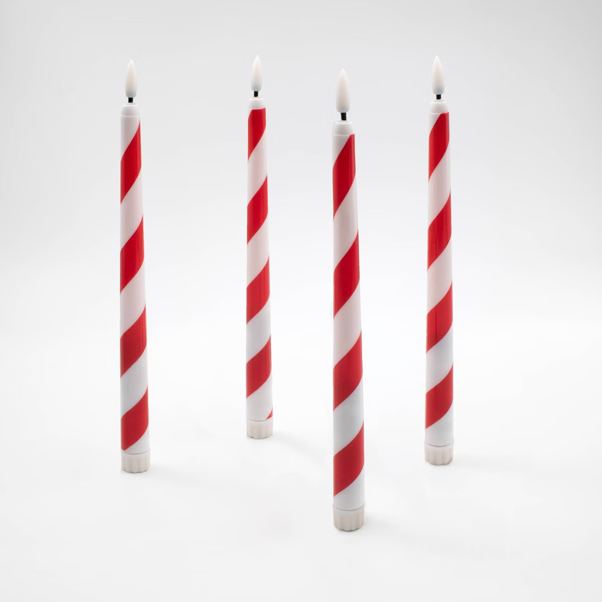MFR Studio 4ct Flameless Candy Cane Striped Taper Candles | Target