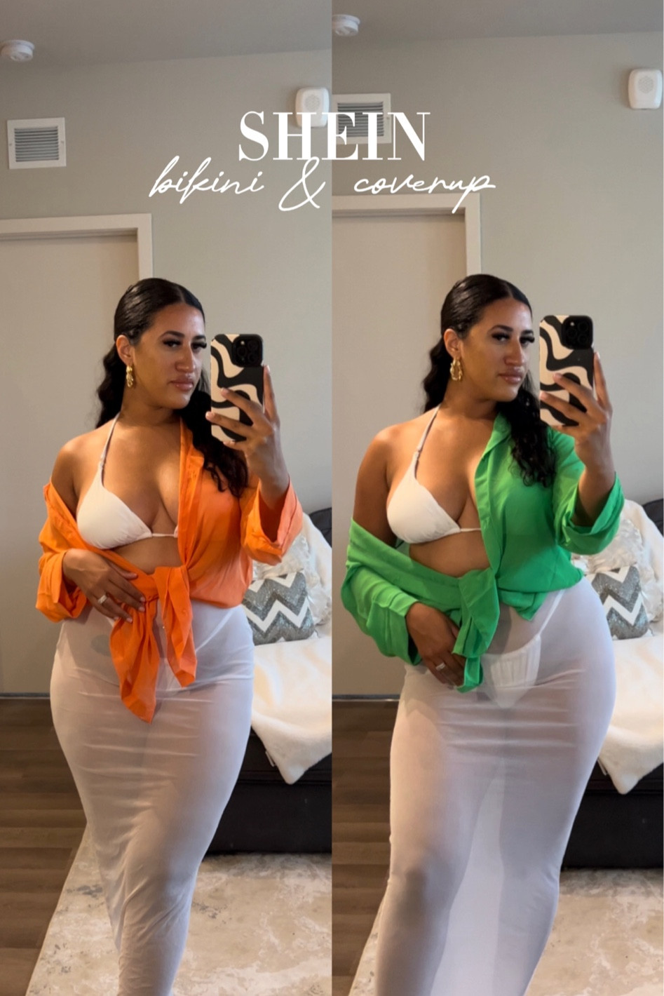 SHEIN bikini & cover up x Pretty little thing skirt! 🧡🌴

Orange cover up shirt
Green cover up shirt
Beach kimono 
Shein unboxing 
Shein bikini 
Pool party outfit 
Beach outfit 
Beach attire 
Pool attire
Vacation pool day 
Summer style 
White bikini
White mesh maxi skirt
Day club outfit 
Summer fashion 
Travel outfits 
Vacation style 
Drop shoulder kimono
Beach wear
Pool wear

Kimono runs big. Wearing a S and XS. Skirt US6 #likeit


#LTKstyletip #LTKswim #LTKtravel