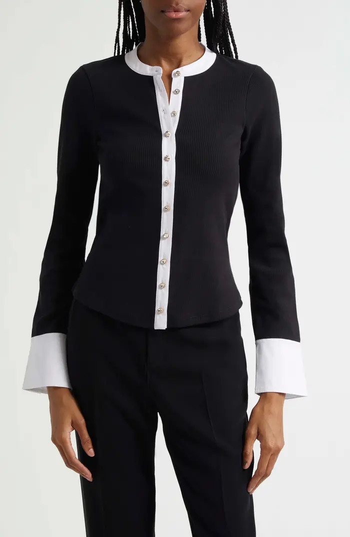 Beverly Crystal Button-Up Stretch Cotton Shirt | Nordstrom Rack
