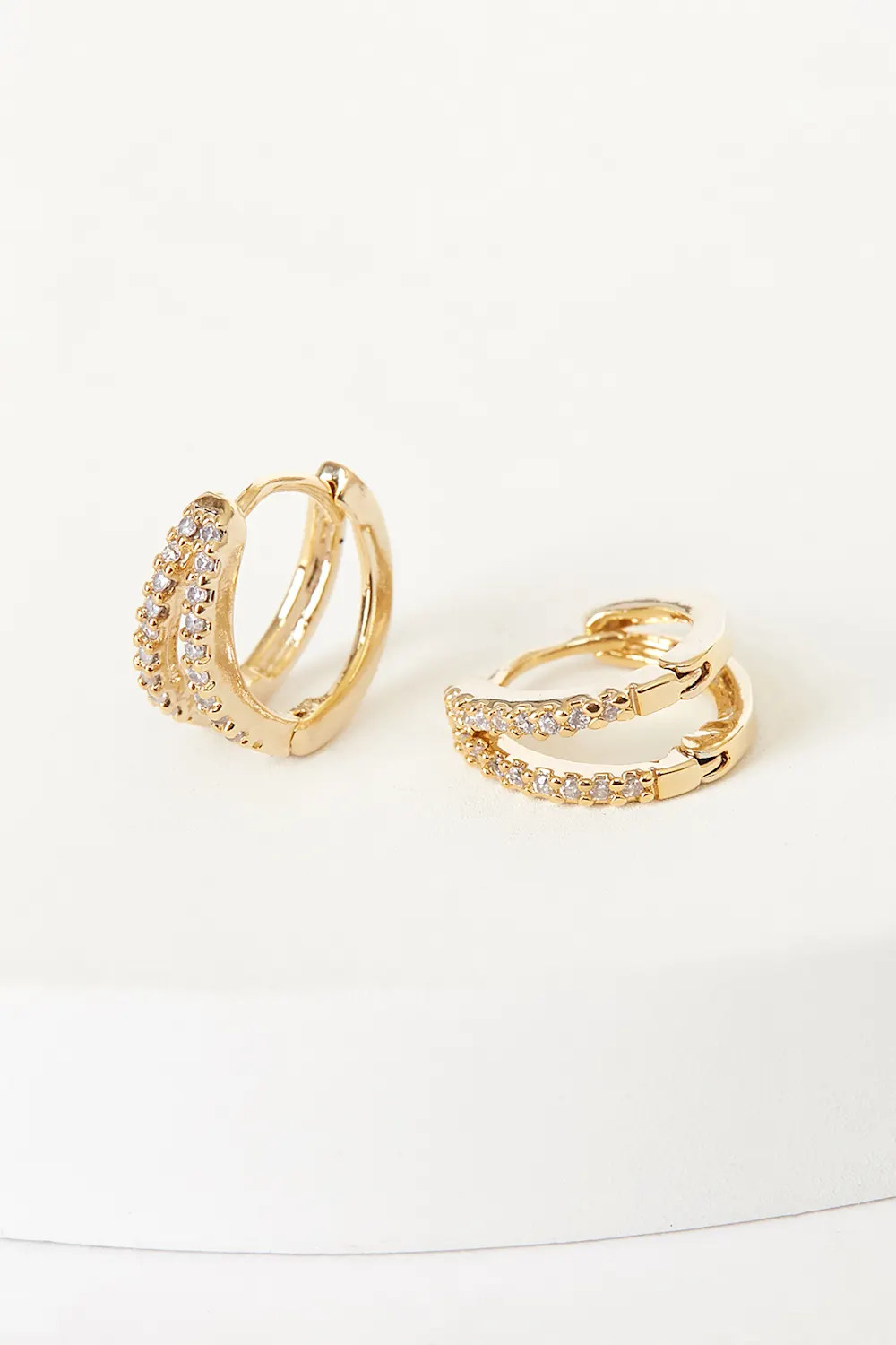 Our Little Secret Gold Rhinestone Mini Hoop Earrings | Lulus