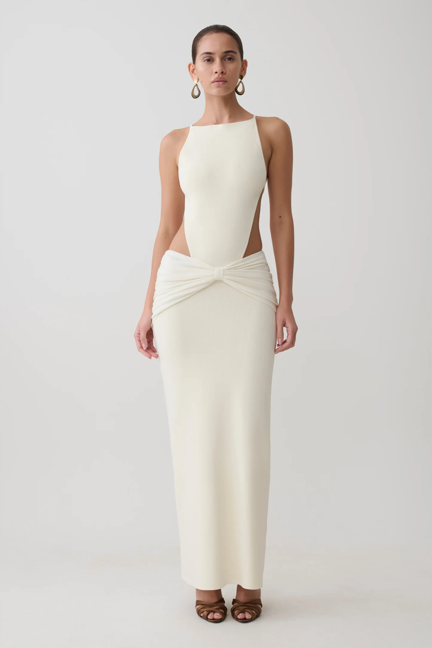 Nathaelie Sleeveless Maxi Dress - White | MESHKI US