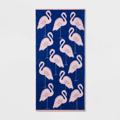 Pink Flamingo Beach Towel XL Blue - Sun Squad™ | Target