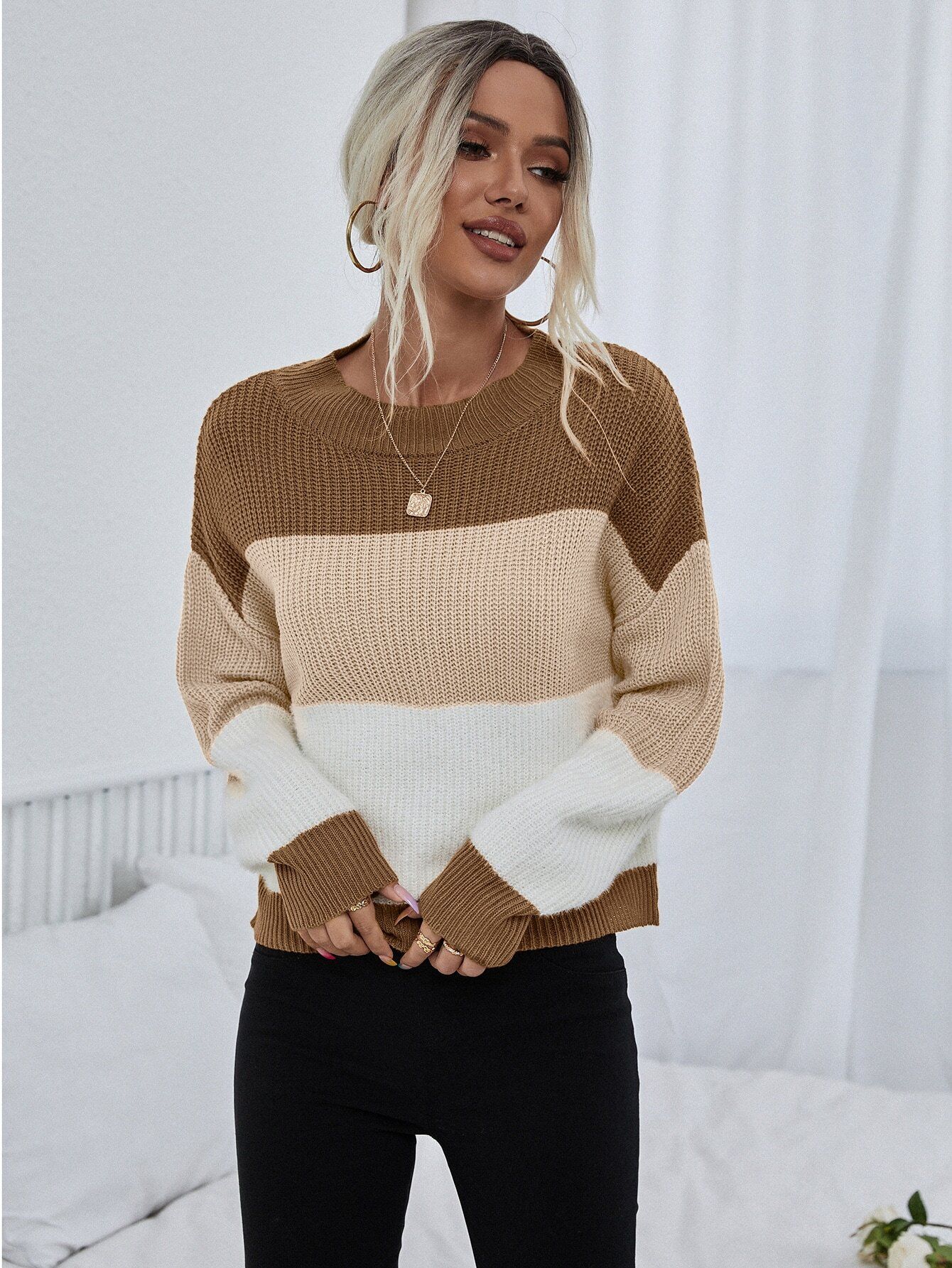 Color Block Drop Shoulder Sweater
   SKU: sw2110289858587849      
          (5041 Reviews)
     ... | SHEIN