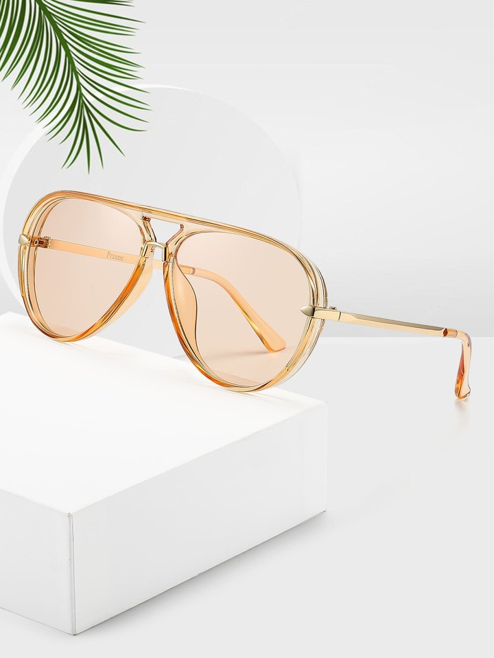 90s Style Tinted Lens Aviator Fashion Glasses for Outdoor Activities | SHEIN