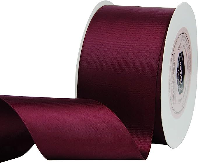 VATIN 2 inches Solid Burgundy/Maroon Double Faced Polyester Satin Ribbon for Craft, Gift Wrapping... | Amazon (US)