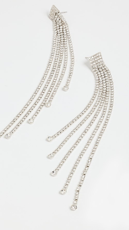 Kenneth Jay Lane Silver Crystal 5 Short To Long Strand Earrings | SHOPBOP | Shopbop