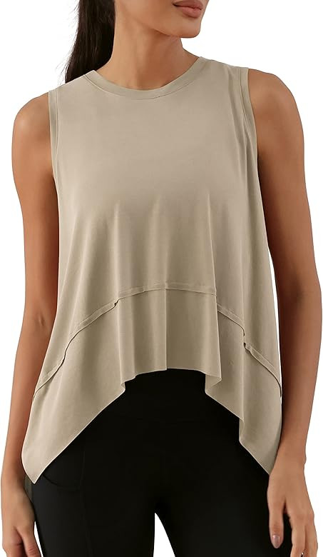 ODODOS Modal Soft Sleeveless Crop Top for Women Athletic Tee Gym Workout Cropped Yoga Tank | Amazon (US)