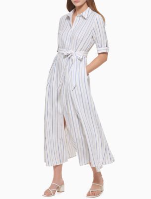 Stripe Belted Shirt Dress | Calvin Klein | Calvin Klein (US)