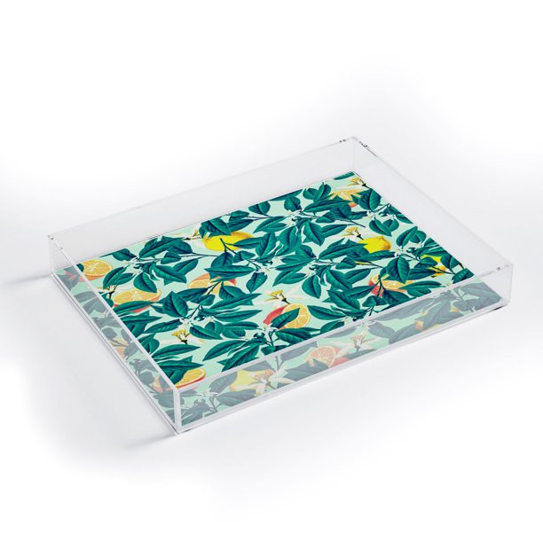 Society6 83 Oranges Lemon Pattern Acrylic Tray 8" x 6 1/4" x 1", Tropical, Tropical, Lemon | Walmart (US)
