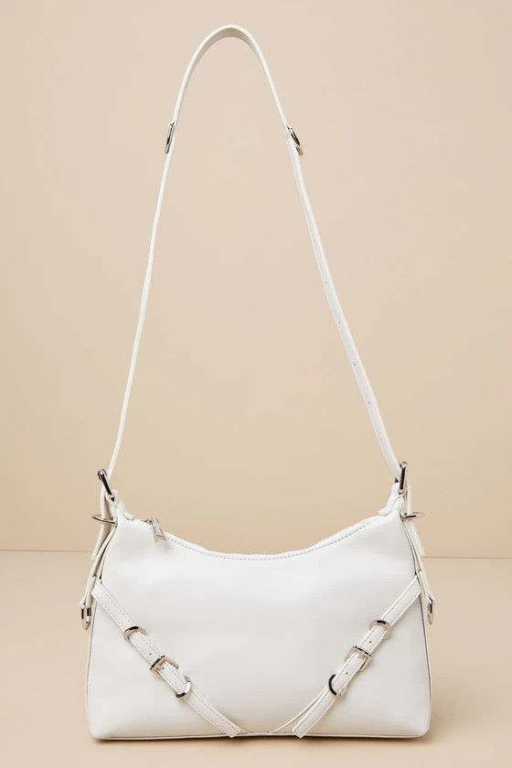 Posh Purpose White Buckle Shoulder Bag | Lulus