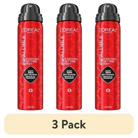 (3 pack) L Oreal Paris Infallible 3- Second Setting Mist with Microfine up to 36H Wear Clear 1.76 fl oz | Walmart (US)