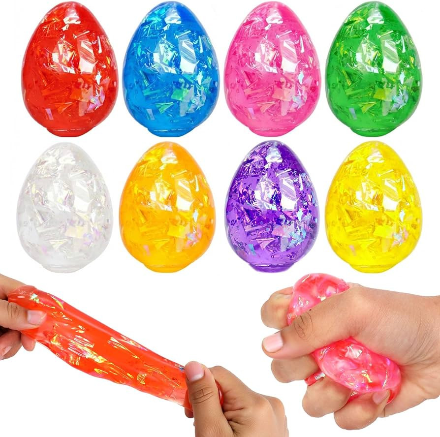 8pcs Easter Egg Stress Balls,Squishy Stress Relief Toys for Easter Basket Stuffers, Easter Egg Fi... | Amazon (US)