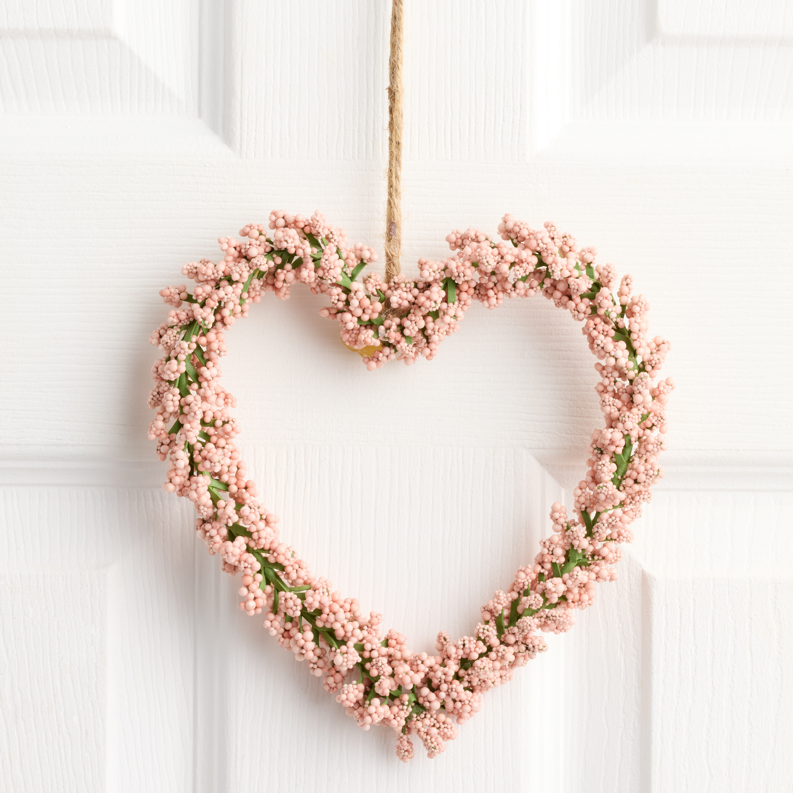 Mini Pink Faux Berries Heart Wreath | World Market