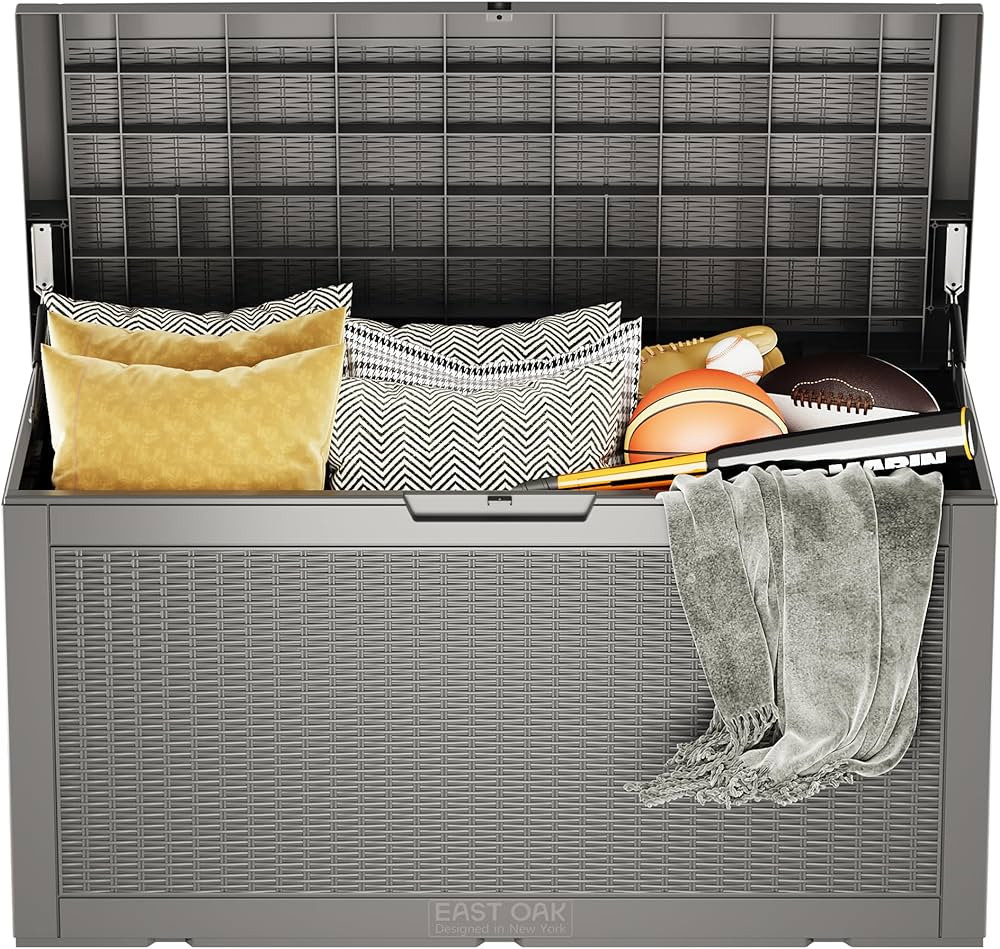 EAST OAK Outdoor Storage Box, 100 Gallon Deck Box, Waterproof Resin Storage Bench for Patio Cushi... | Amazon (US)