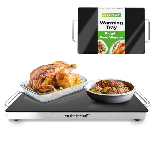 Nutrichef Electric Hot Plate Tray Dish Warmer with Black Glass Top - Ideal for Home, Buffets, Parties, Kitchens & Restaurants - Warming Tray for Food - Tortilla Warmer - Dimensions: 16.5 x 11 | Amazon (US)