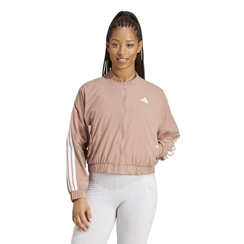 adidas Women's 3-Stripes Woven Sportswear Bomber Windbreaker, Warm Clay/White, X-Large | Amazon (US)