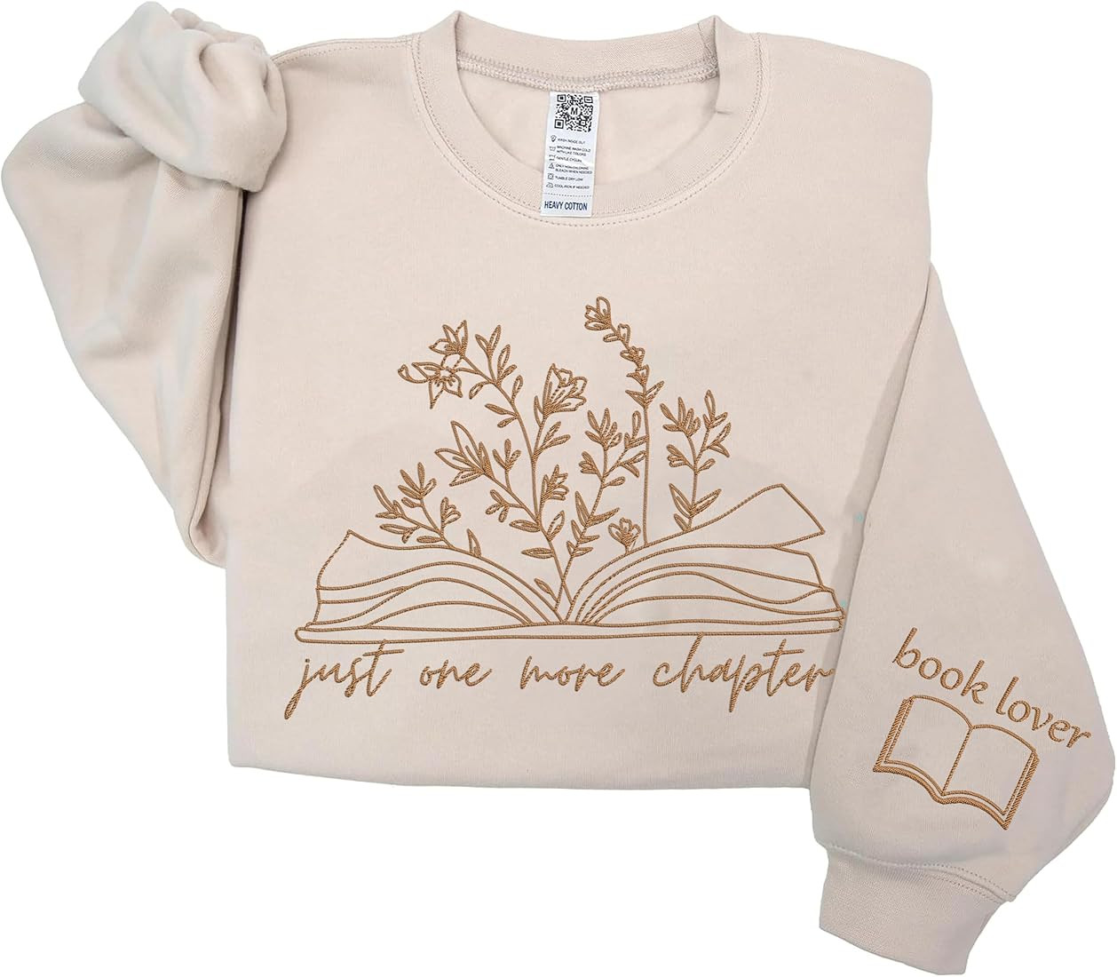 LOVELYPOD Book Lover Embroidered Sweatshirt Women Funny Reading Book Long Sleeve Shirt Casual Tea... | Amazon (US)