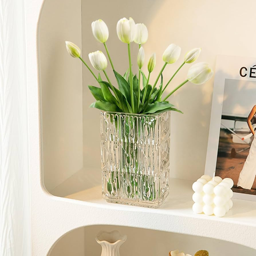 Beferr 10pcs White Tulips Artificial Flowers Faux Tulip Real Touch Tulip Fake Flowers Bouquets | Amazon (US)