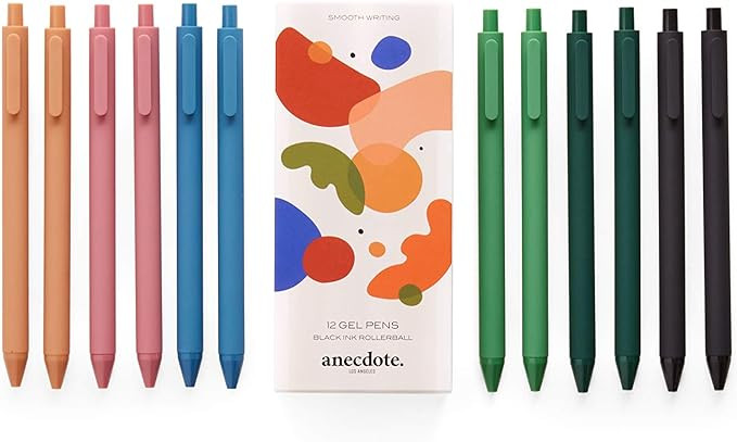 ANECDOTE. Gel Pens, Black Ink Gel Pens (12 pack), Retractable Pen Set, Cute Pens, Fine Point Gel ... | Amazon (US)