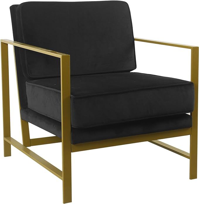 Spatial Order Hudson Modern Velvet Accent Chair with Metal Frame, Black | Amazon (US)