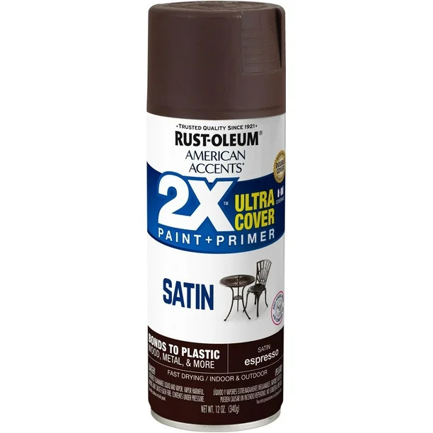 Espresso, Rust-Oleum American Accents 2X Ultra Cover Satin Spray Paint- 12 oz | Walmart (US)