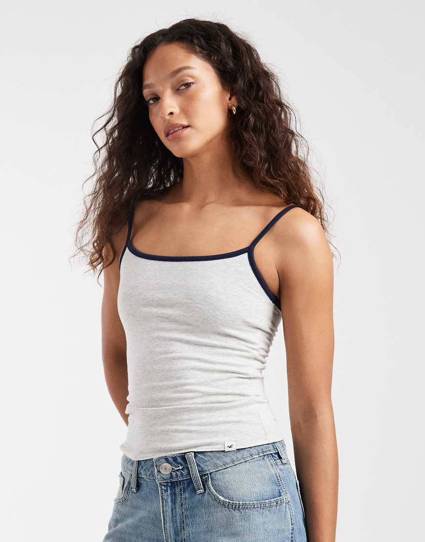 Hollister reversible contrast trim cami in gray and navy | ASOS (Global)