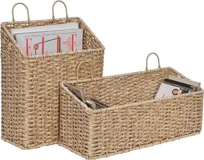 StorageWorks Hand-Woven Imitation Wicker Hanging Baskets, Storage Baskets for Bathroom, Hanging W... | Amazon (US)