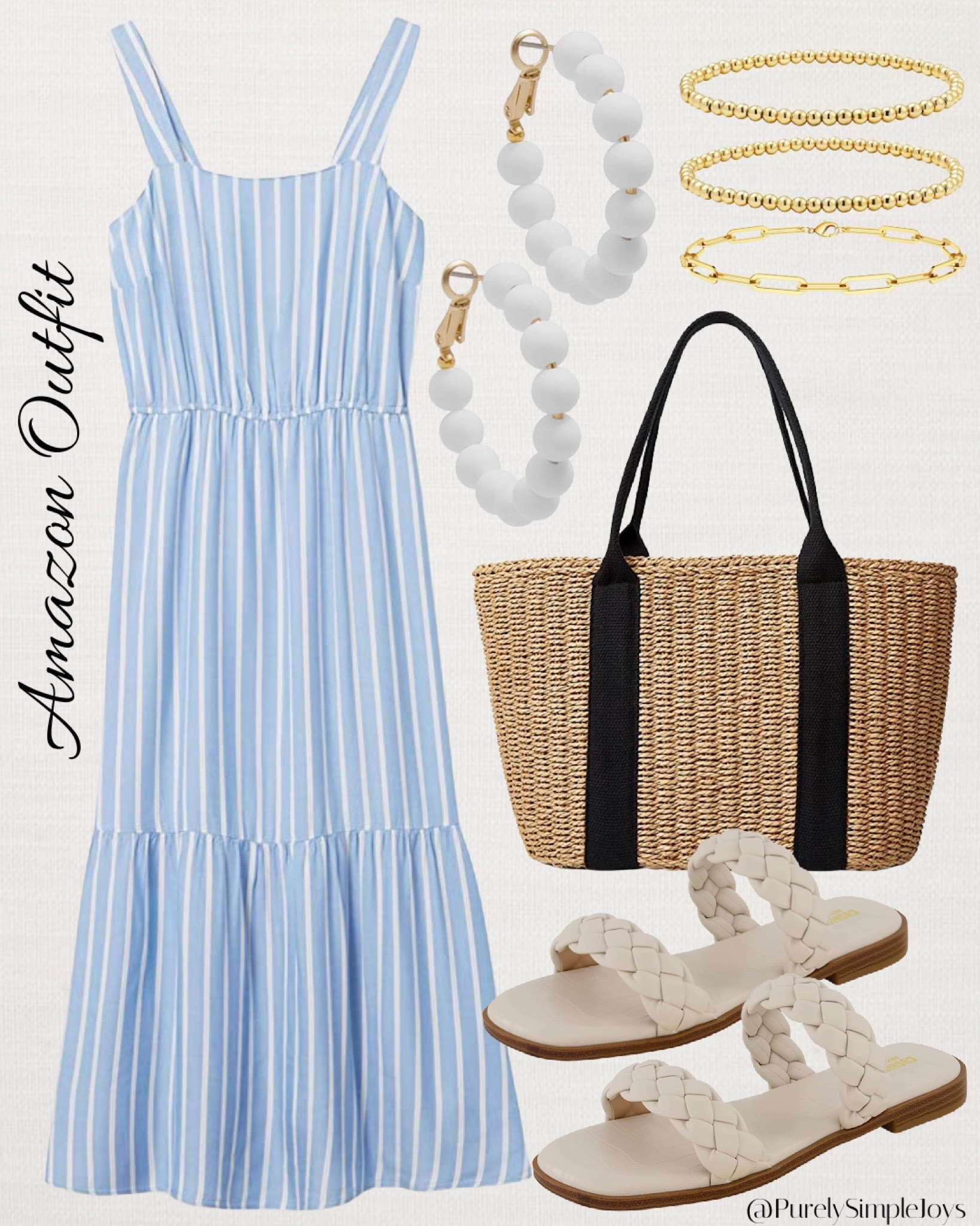 ⭐️ PRIME DAY DEAL 
Amazon outfit idea 
Summer dress | Straw bag | Braided sandals | Bead earrings | paperclip bracelet | Vacation outfit  

#LTKxPrimeDay #LTKunder50 #LTKsalealert