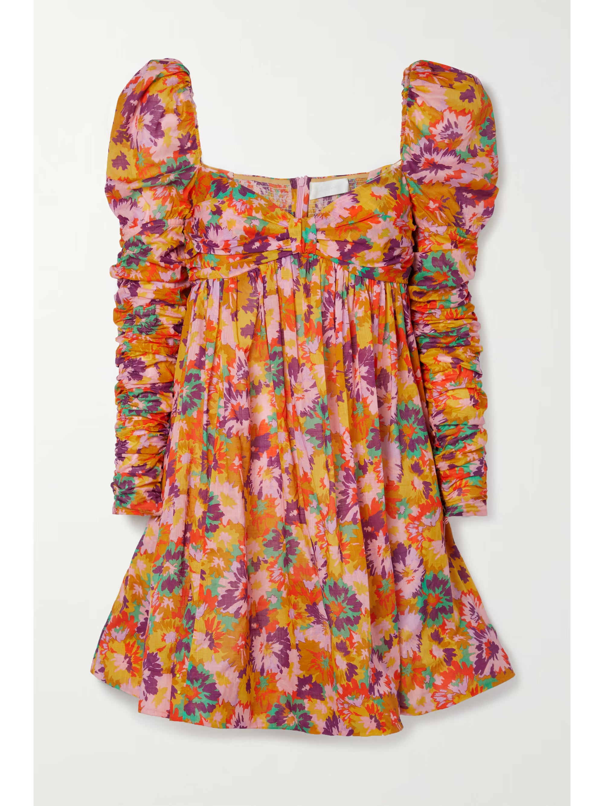 Violet gathered floral-print cotton-voile mini dress | NET-A-PORTER (US)