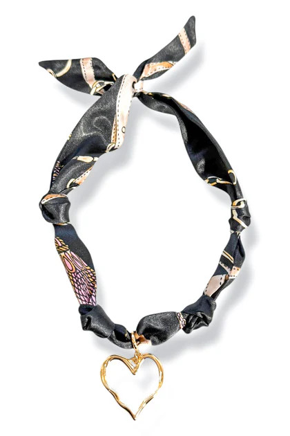 My Heart is Full Black Charm Scarf Necklace | The Willow Tree