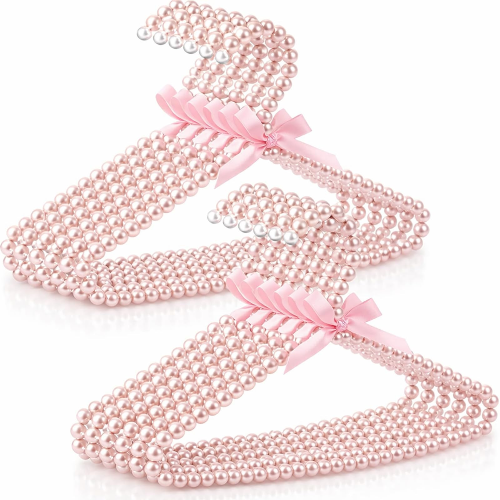 Threan Pink 12 Pcs 11.8 Inch Mini Pearl Beaded Clothes Hanger Pearl Beads Small Metal Clothes Han... | Amazon (US)