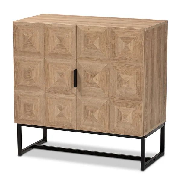 Darien Modern Natural Brown Finished Wood/ Metal Storage Cabinet | Bed Bath & Beyond