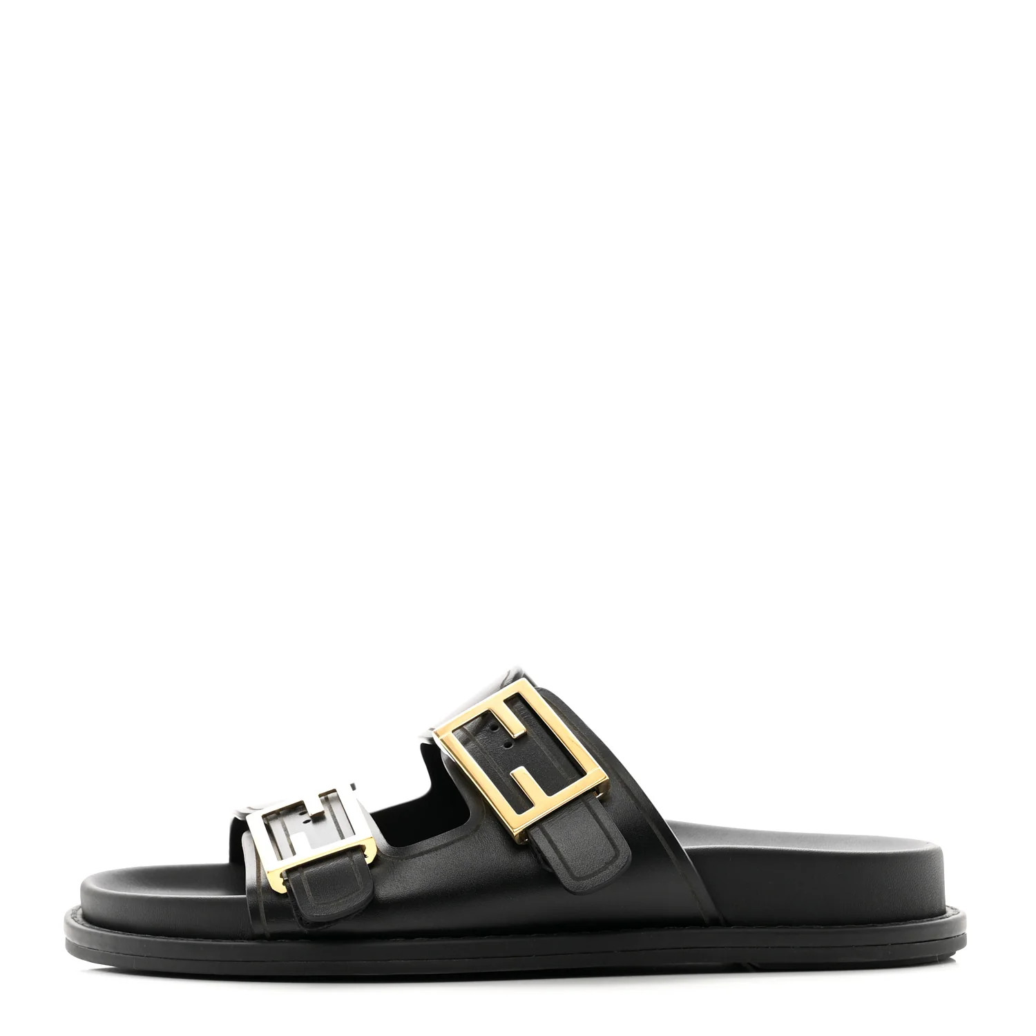 Vitello Womens Fendi Feel Buckled Slide Sandals 35 Black | FASHIONPHILE (US)