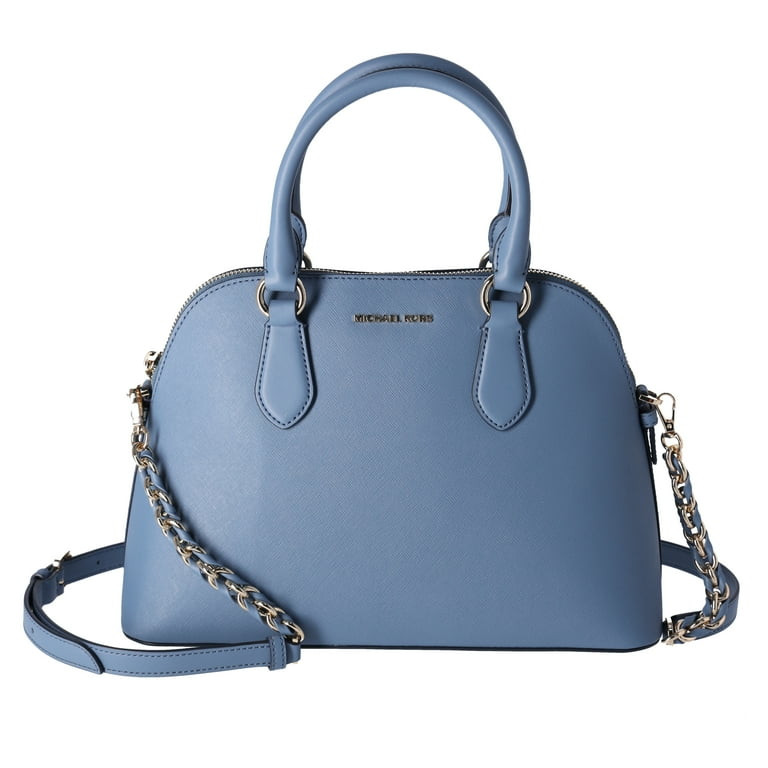Michael Kors Veronica Medium Dome Satchel Crossbody Denim Blue Saffiano Leather | Walmart (US)