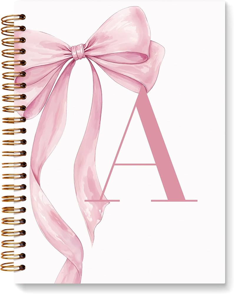 JXREQ Coquette Pink Bow Personalized Notebook, Initial Letter A Monogram Journal, Preppy Girly Ri... | Amazon (US)