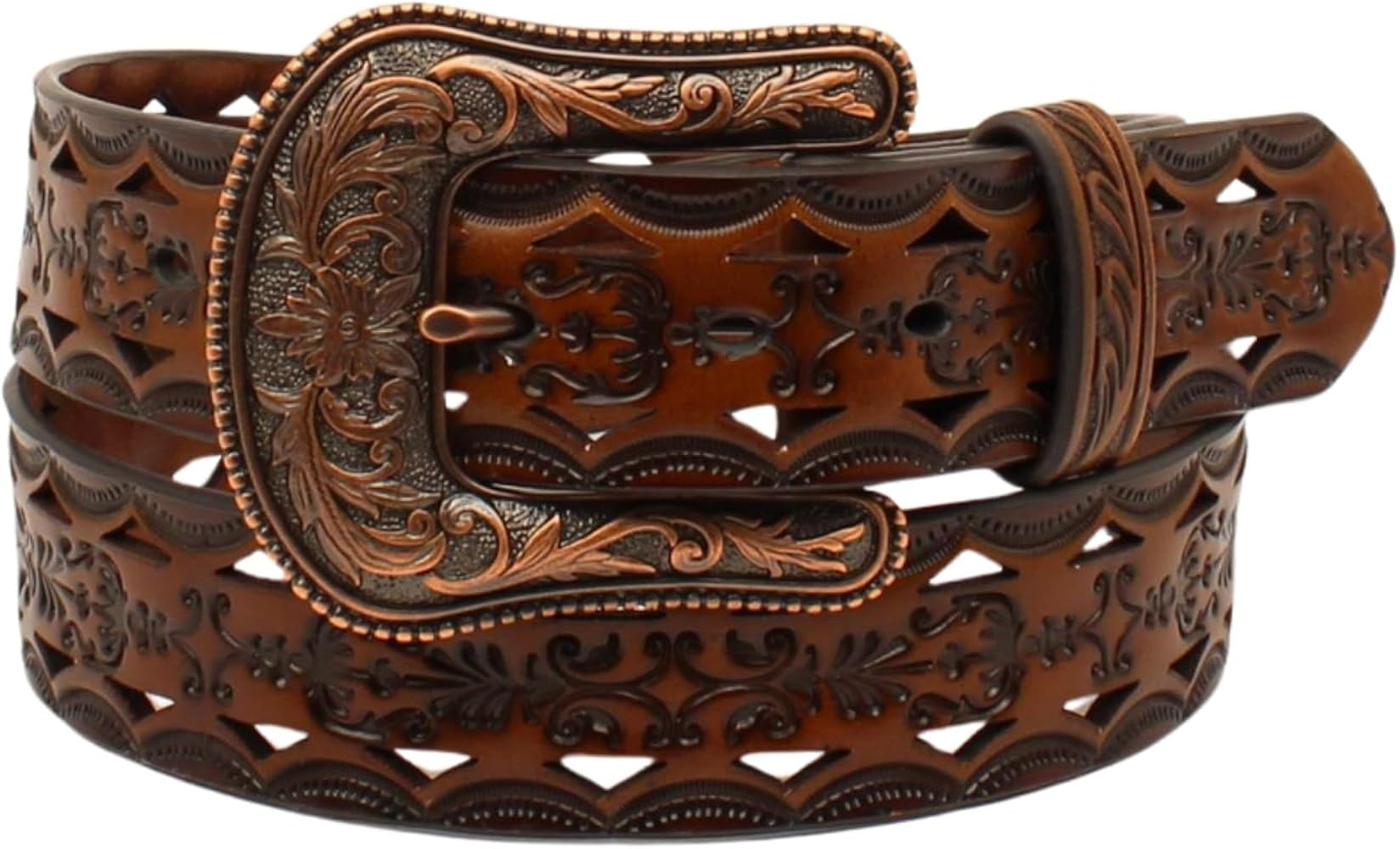 ARIAT Women's Belt, Fashionable Leather Pattern Strap with Dark Copper Buckle, Sizes S-XL | Amazon (US)