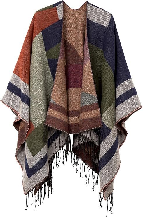 Urban CoCo Women's Printed Tassel Open Front Poncho Cape Cardigan Wrap Shawl | Amazon (US)