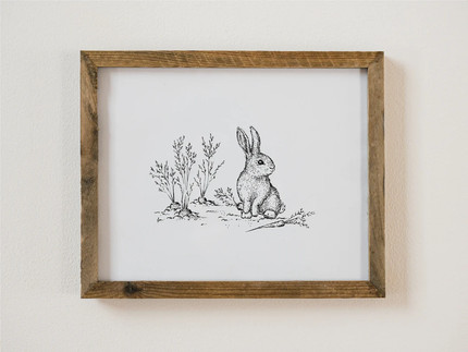 Click for more info about Hand-drawn Bunny in a Carrot Patch Art Print Wall Decor Rabbit Decor Bunny Nursery Art Children's...