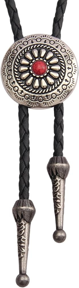 GelConnie Native American Bolo Tie Rodeo Cowboy Leather Necktie Western Necklace Turquoise Costum... | Amazon (US)