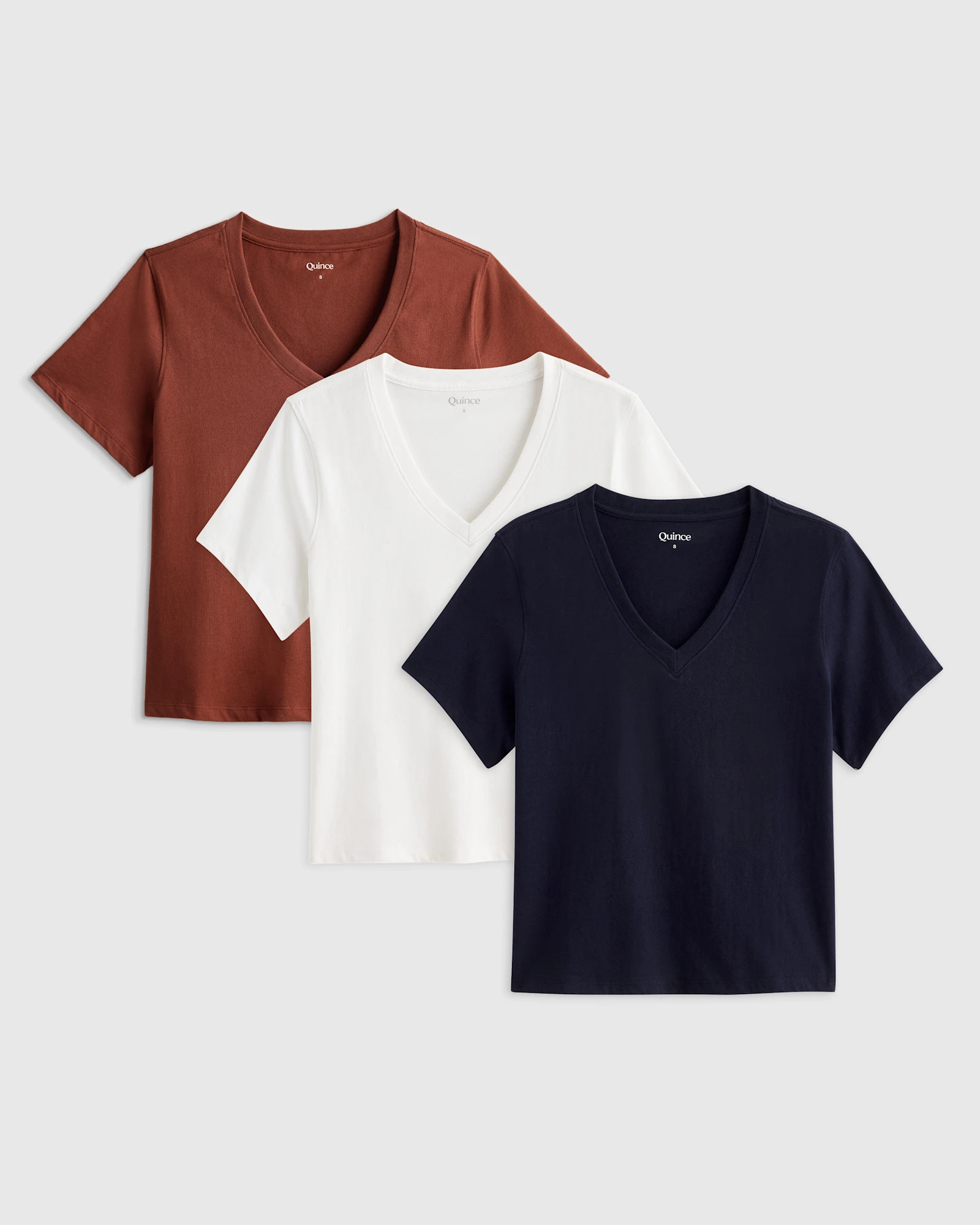 Women's 100% Organic Cotton Boxy V-Neck Tee Bundle | Quince