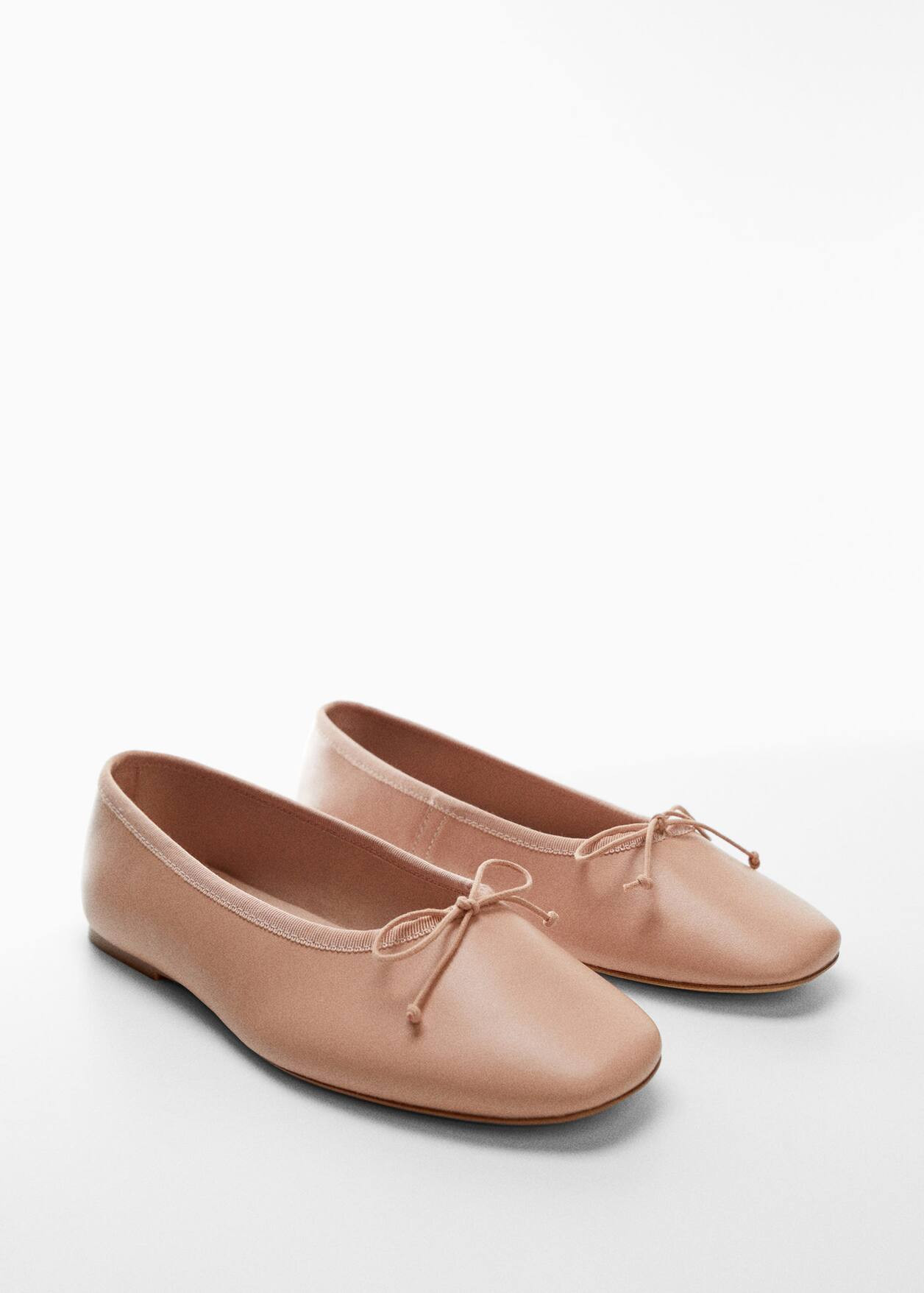 Bow leather ballerina -  Women | Mango USA | MANGO (US)