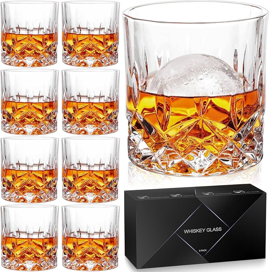 Whiskey Glasses Set of 8, 11 oz Crystal Old Fashioned Glasses, Buy 6 Get 2 Free, Perfect for Bour... | Amazon (US)