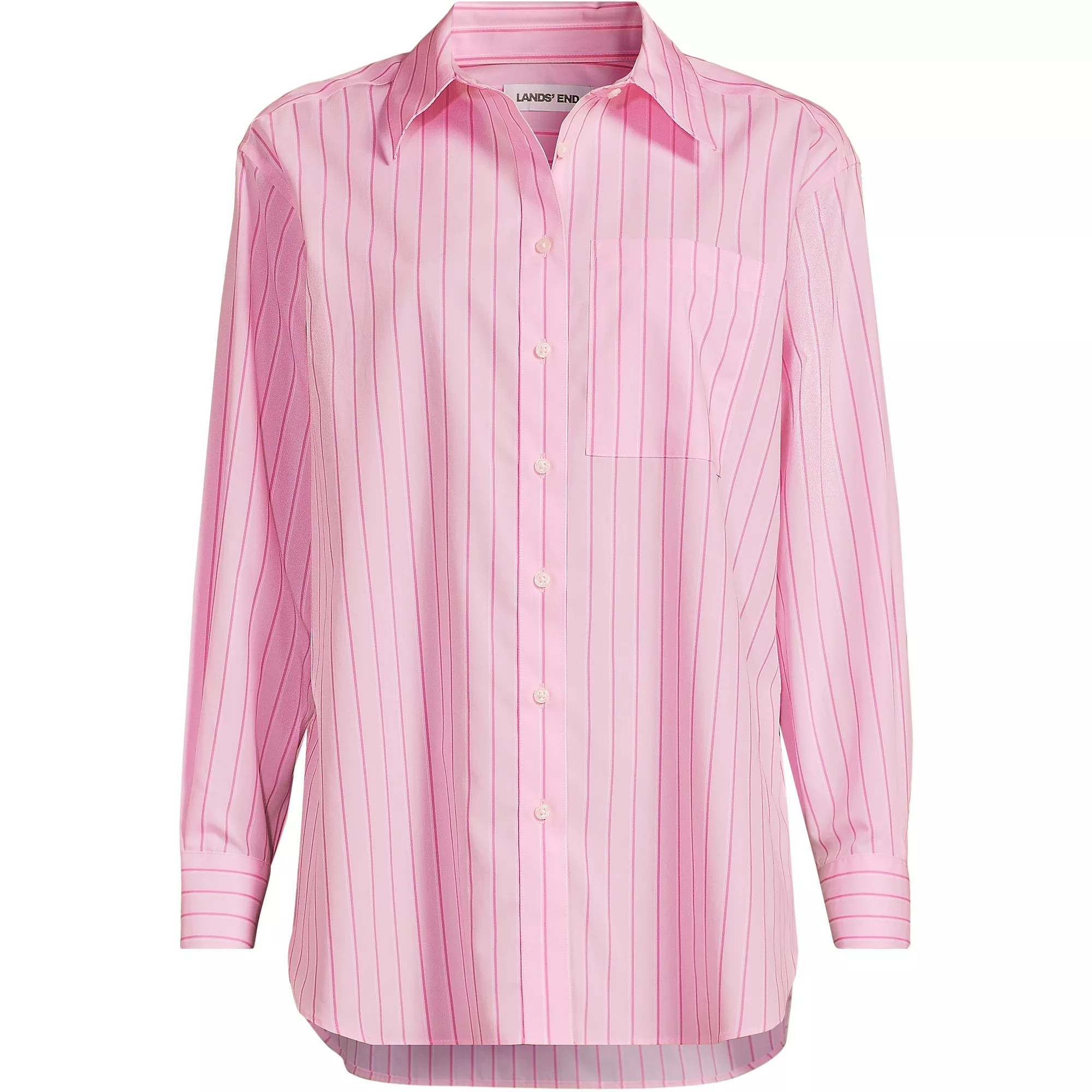 Women's Oversized No Iron Tunic with Statement Collar Shirt | Lands' End (US)
