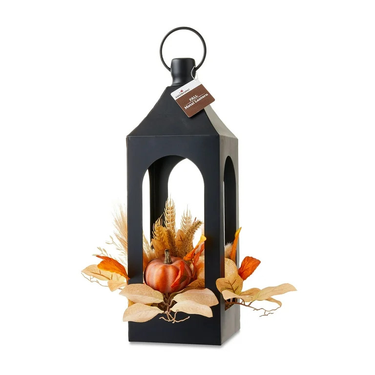 Metal Lantern with Foam Pumpkins & Fall Foliage Tabletop Decor, Multicolor, 11", Harvest by Way T... | Walmart (US)