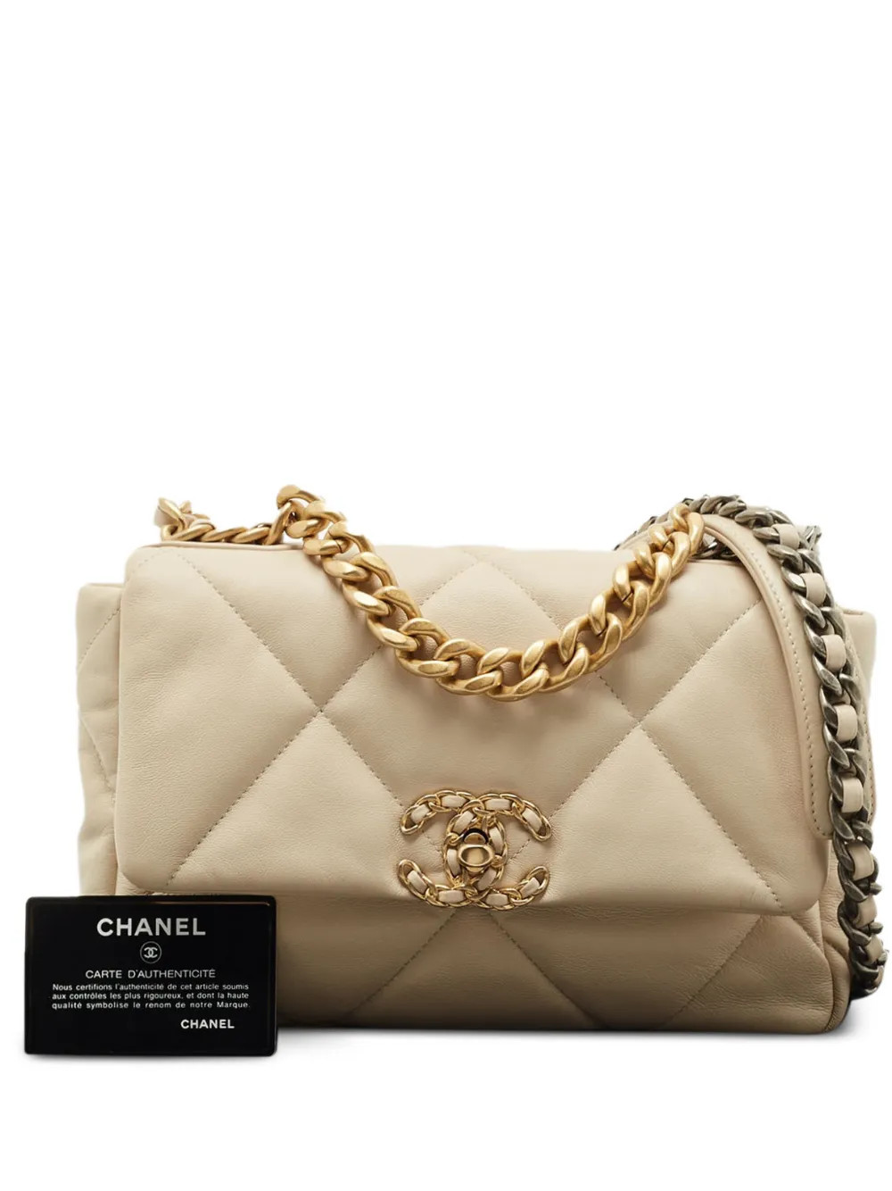 CHANEL Pre-Owned small 19 quilted leather flap-closure shoulder bag - Neutrals | Farfetch Global