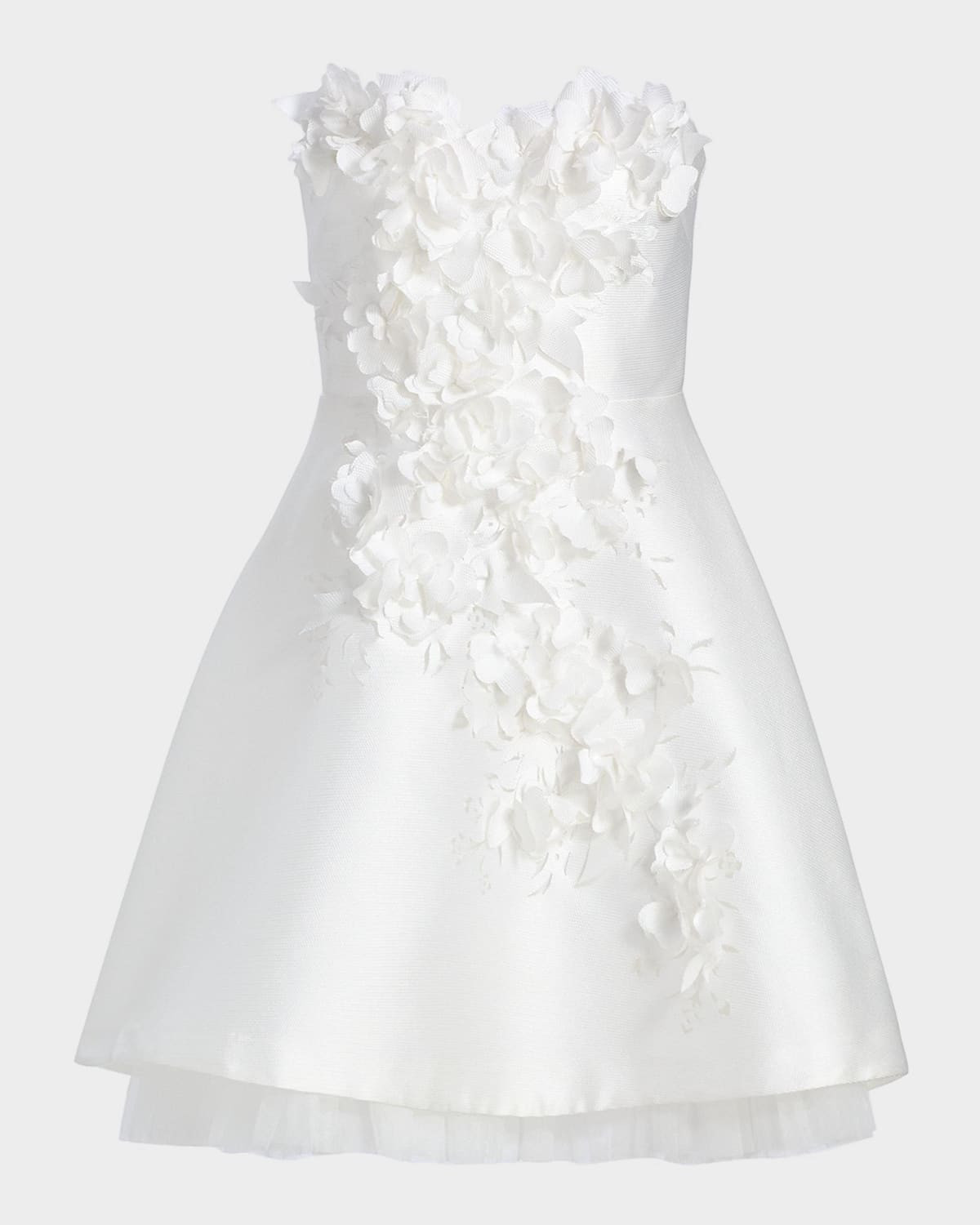 Flower Applique A-Line Mini Dress | Neiman Marcus