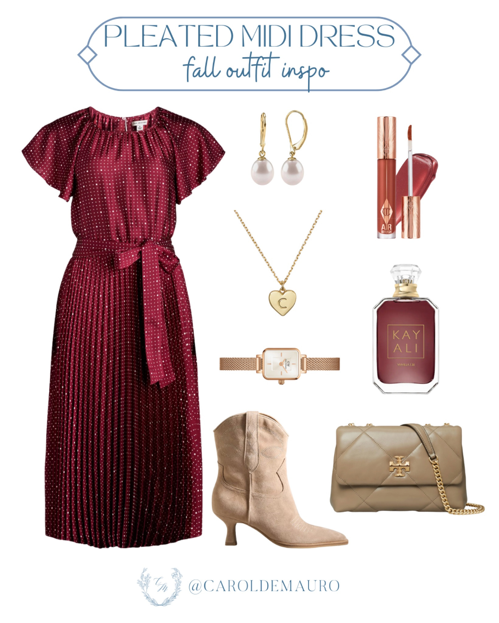 This burgundy pleated midi dress is a must-have for your fall wardrobe! It's perfect for a variety of occasions, from casual outings to special events. Pair it with different accessories to create unique looks.
#petitefashion #datenight #luxuryhandbags #falltrends

#LTKStyleTip #LTKSeasonal #LTKShoeCrush