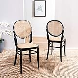 Safavieh Home Sonia Black and Natural Cane Dining Chair, Set of 2 | Amazon (US)